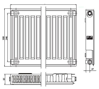 Kermi FKO 11 300х2600 панельный радиатор с боковым подключением