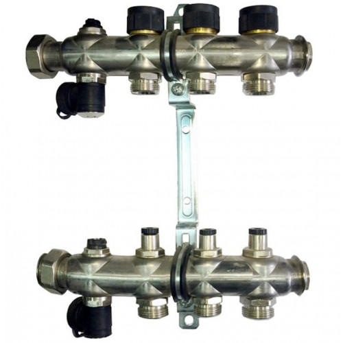 Oventrop Multidis SF Коллектор 3 отвода G 3/4'' с вентильными вставками (воздушник сзади)