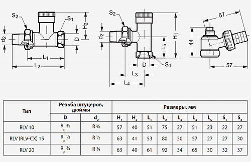 Danfoss RLV-20  3/4 (003L0146) Клапан ручной запорный прямой никелированный