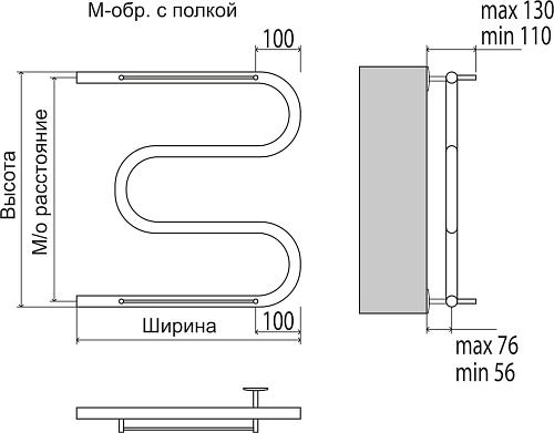 Terminus М-образный с/п 1" 600х400 Водяной полотенцесушитель 