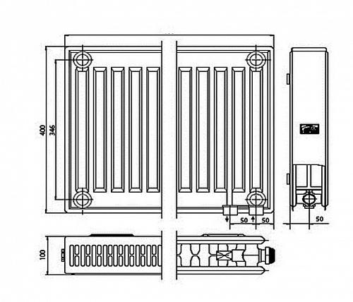 Kermi FTV 22 400x700 панельный радиатор с нижним подключением