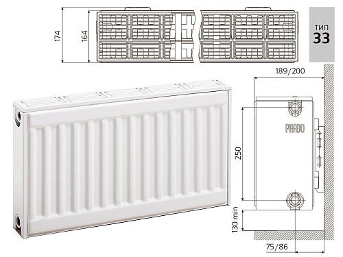 Prado Classic C33 300х2800 панельный радиатор с боковым подключением