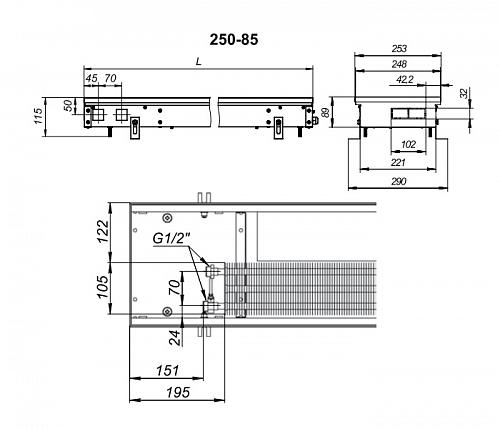 Techno Vent KVZV 250-85-3200 Внутрипольный конвектор с принудительной конвекцией