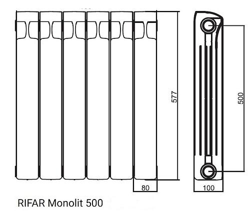 Rifar Monolit 500 14 секции антрацит биметаллический секционный радиатор