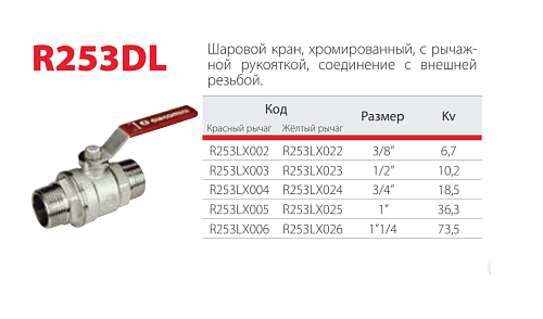 Giacomini 1/2" НР/НР Кран шаровой хромированный (ручка-рычаг)