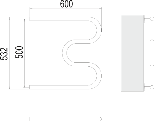 Terminus М-образный 1" 500х600 Водяной полотенцесушитель 