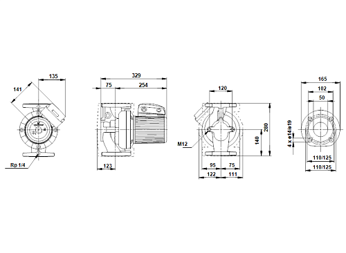 Grundfos 200 UPS 50/60/2 F /220V Циркуляционный насос