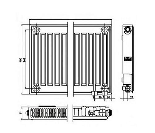 Kermi FTV 11 400x2600 панельный радиатор с нижним подключением