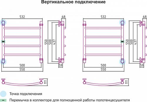 Сунержа Галант 500x500 Водяной полотенцесушитель 