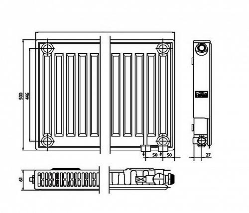 Kermi FTV 11 500x400 панельный радиатор с нижним подключением