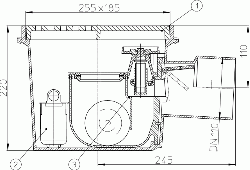 HL 77 Трап с горизонтальным выпуском DN110