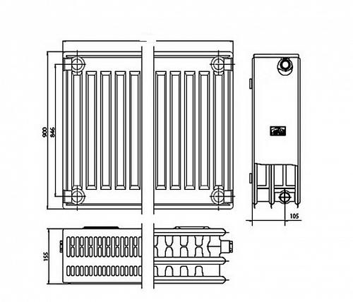 Kermi FKO 33 900х1000 панельный радиатор с боковым подключением