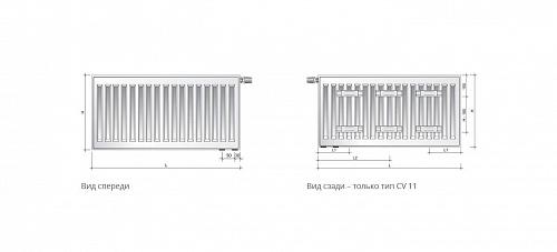 Purmo Ventil Compact CV11 600x1100 стальной панельный радиатор с нижним подключением