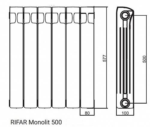 Rifar Monolit 500 06 секции антрацит биметаллический секционный радиатор