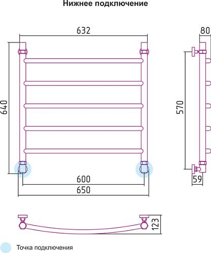 Сунержа Галант 600x600 Водяной полотенцесушитель 