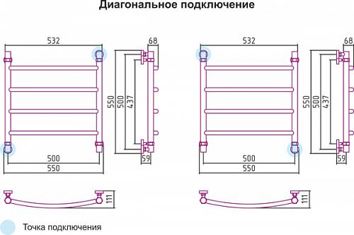 Сунержа Галант 500x500 Водяной полотенцесушитель 