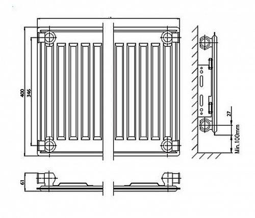 Kermi FTV 10 400x3000 панельный радиатор с нижним подключением