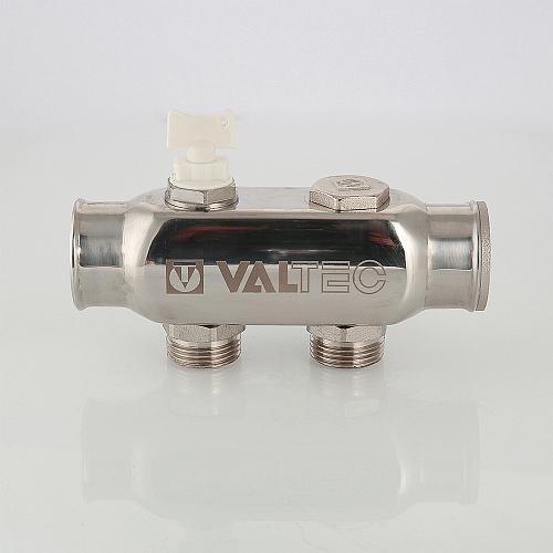 Valtec 1", 3 х 3/4" Коллектор 3 вых. из нержавеющей стали с межосевым расстоянием выходов 50 мм (евроконус)