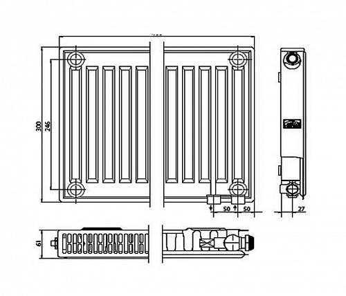 Kermi FTV 11 300x1100 панельный радиатор с нижним подключением