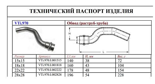 VALTEC 22 х 22 мм Однораструбный пресс-обвод из нержавеющей стали