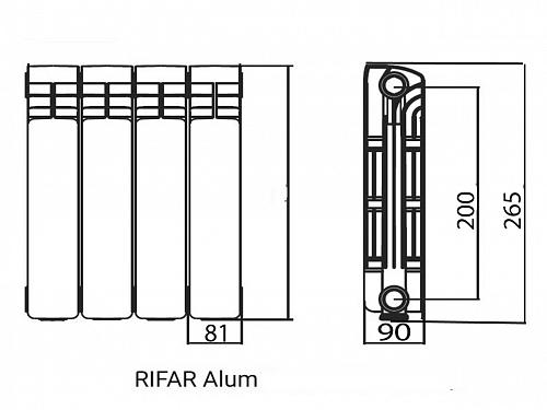Rifar Alum 200 01 секция алюминиевый секционный радиатор