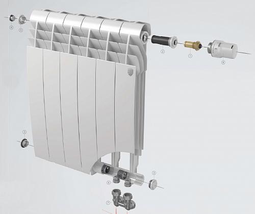 Royal Thermo Biliner 500 V Silver Satin/8 секции Биметаллический радиатор с нижним правым подключением