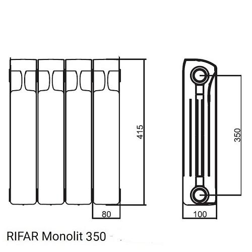 Rifar Monolit 350 12 секции антрацит биметаллический секционный радиатор