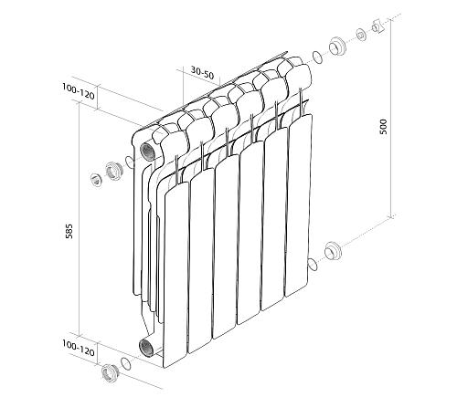 Royal Thermo Indigo 500 2.0 10 секции Алюминиевый радиатор